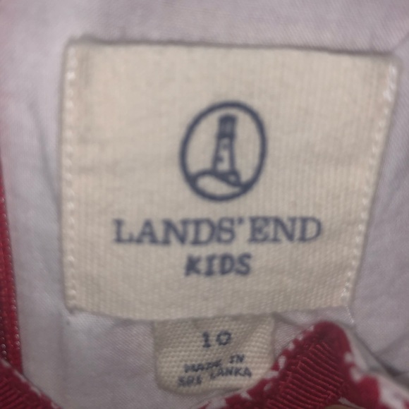 Red and Blue Paisley Lands End Girls Dress - Picture 2 of 4